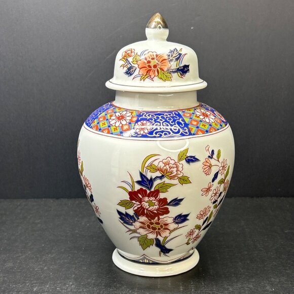 Vintage The Orient Inc Japanese Temple Ginger Jar Gold Lidded Porcelain 1960’s - Picture 2 of 8